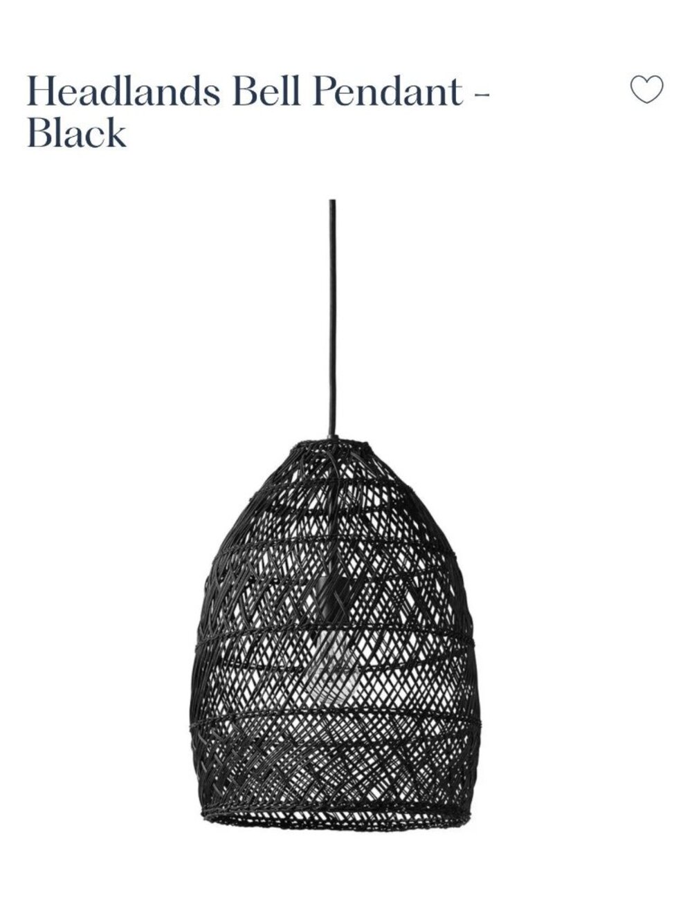 Serena & Lily Headlands Small Rattan Bell Pendant-Black